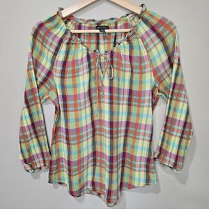 Lauren Ralph Lauren Colorful Plaid Women's Top
